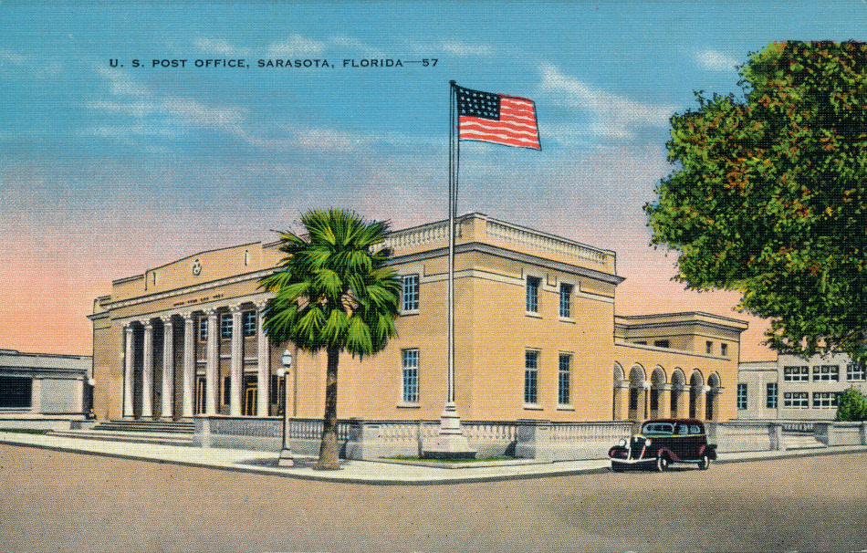 Sarasota, Florida Post Office Post Card