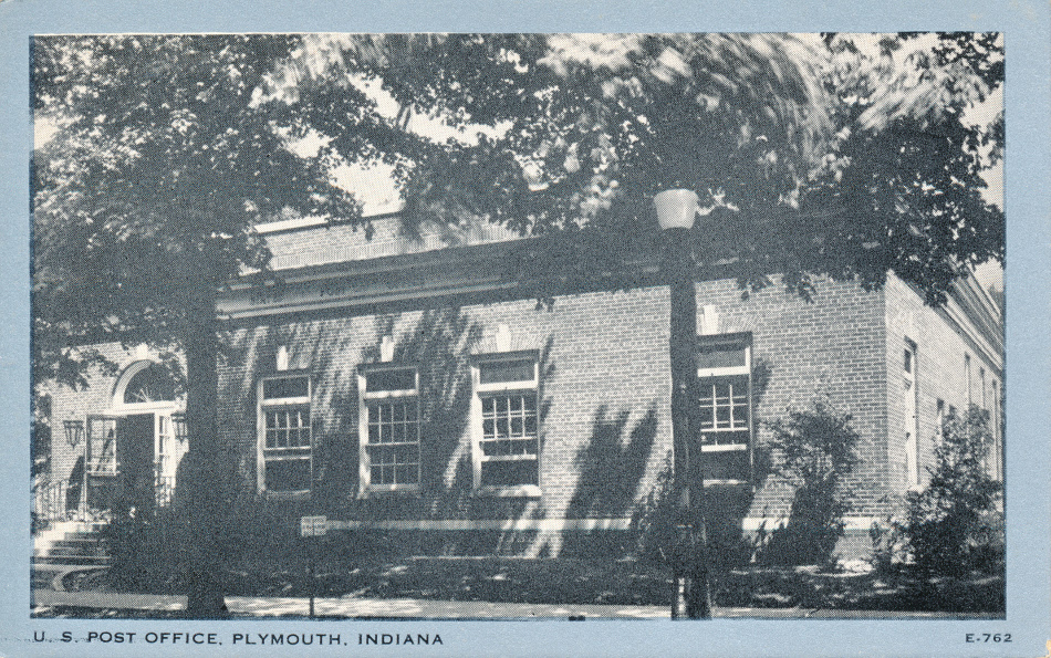 Plymouth, Indiana Post Office Post Card