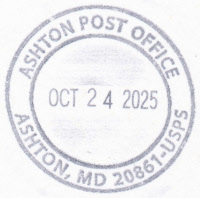 US Post Office Ashton, Maryland
