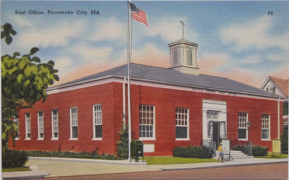 Pocomoke City, Maryland Post Office Post Card