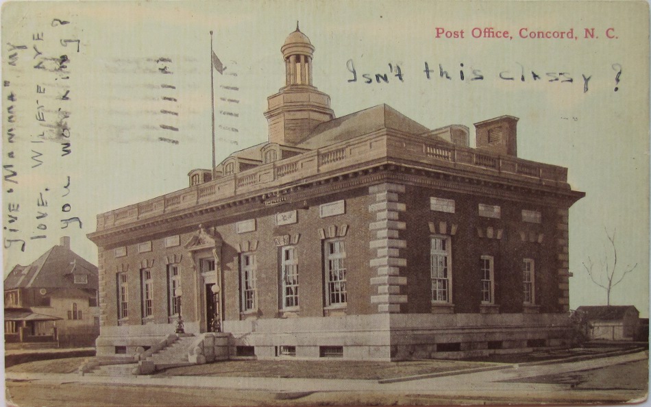 Concord, North Carolina Post Office Post Card
