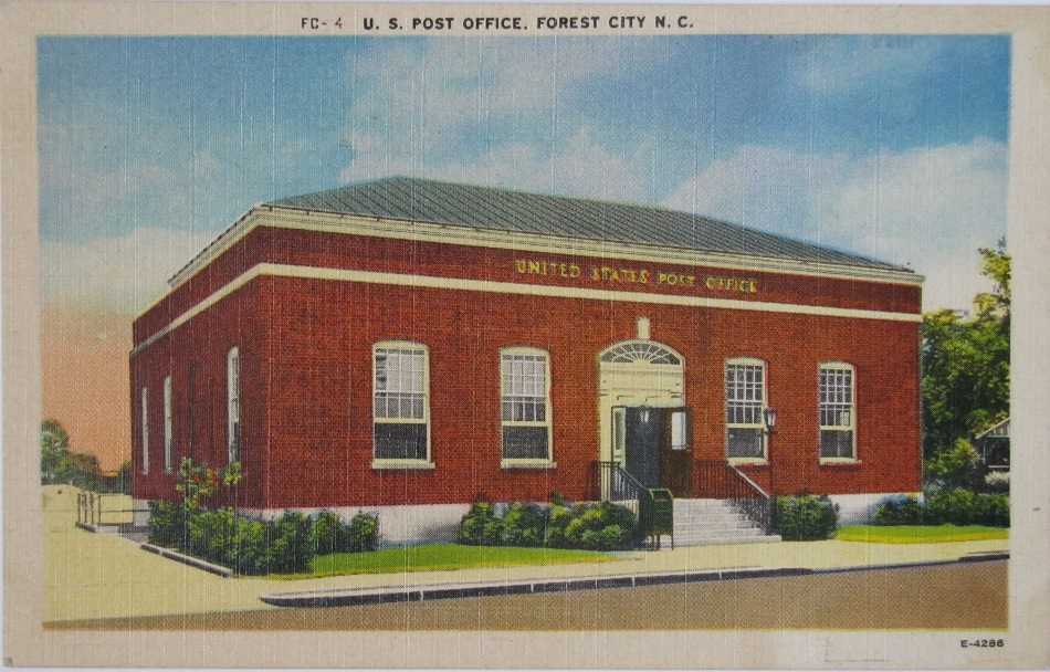 Forest City, North Carolina Post Office Post Card