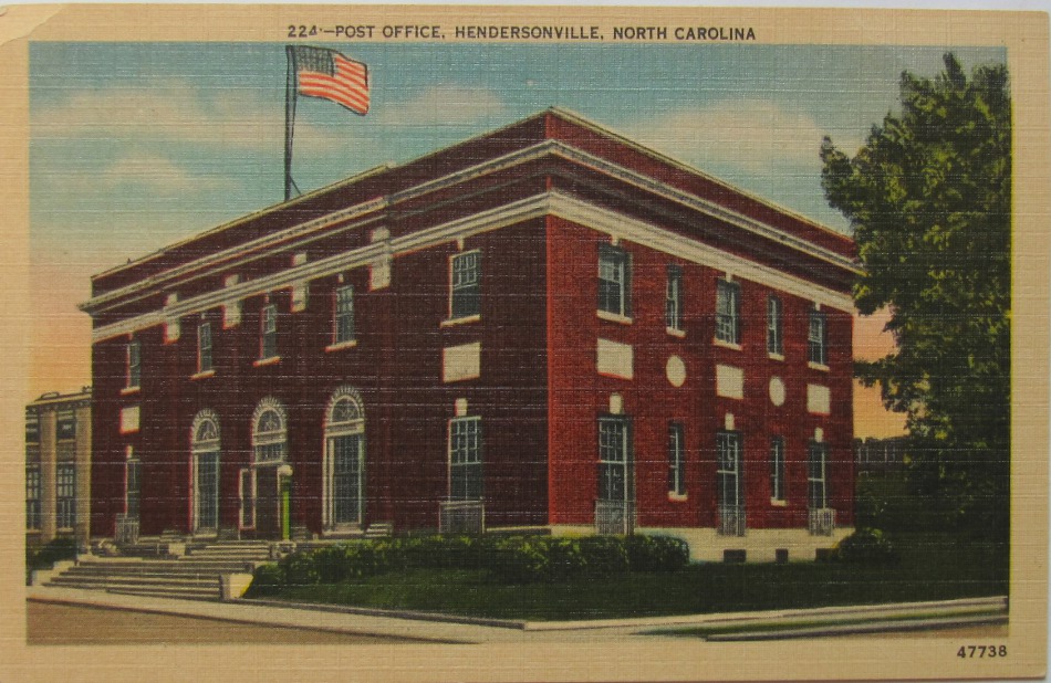 Hendersonville, North Carolina Post Office Post Card
