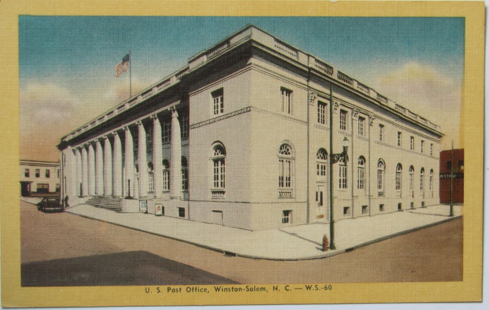 Winston Salem, North Carolina Post Office Post Card