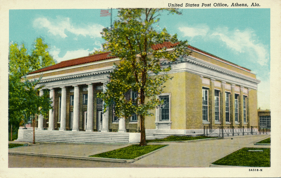 Athens, Alabama Post Office Post Card