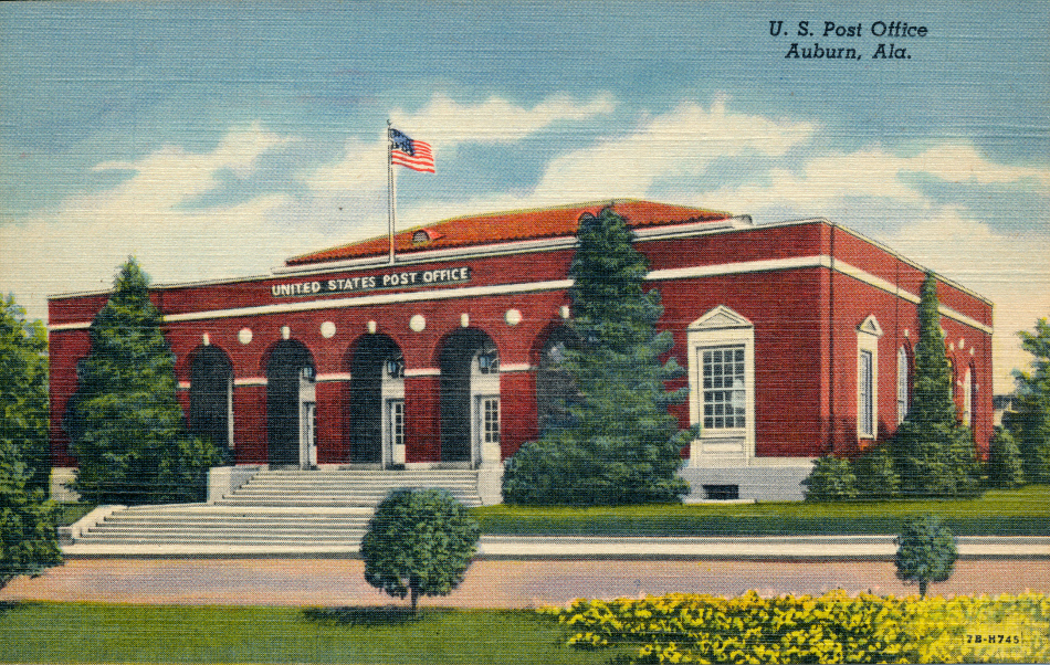 Auburn, Alabama Post Office Post Card