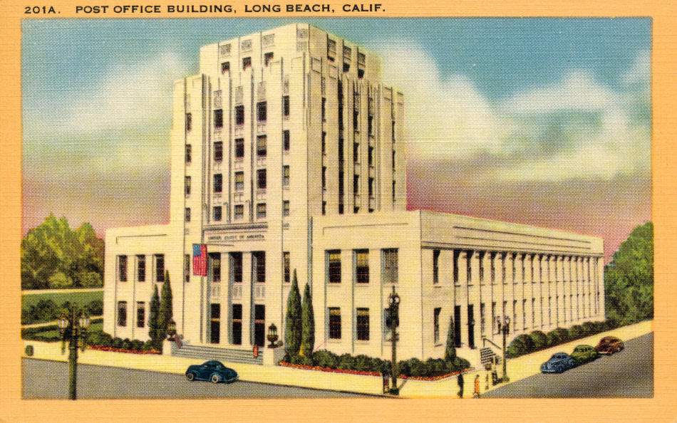 Long Beach, California Post Office Post Card