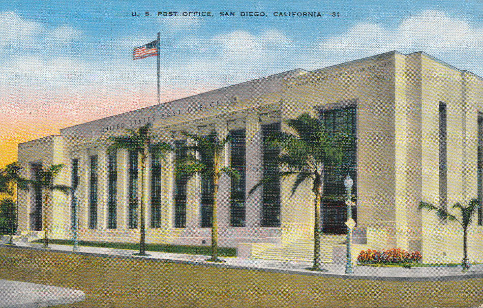 San Diego, California Post Office Post Card