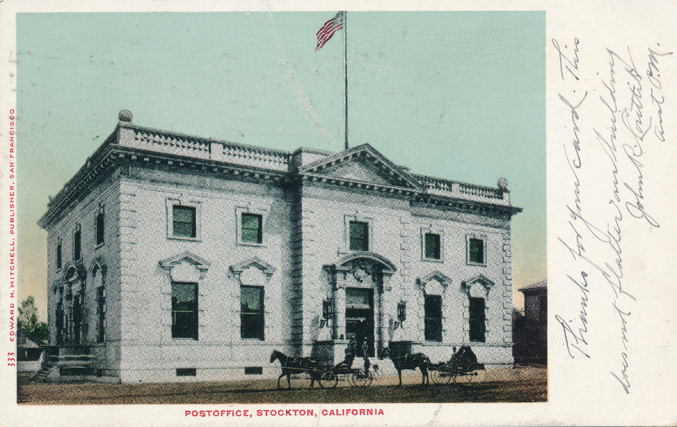 Stockton, California Post Office Post Card