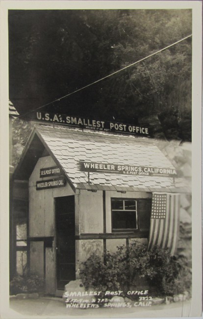 Wheeler Springs, California Post Office Post Card