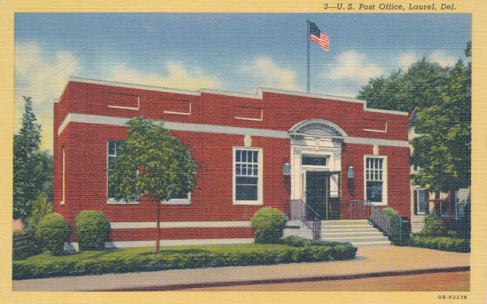 Laurel, Delaware Post Office Post Card