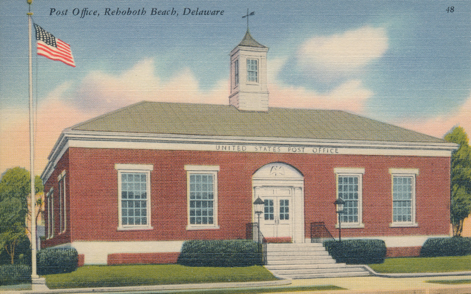 Rehoboth Beach, Delaware Post Office Post Card