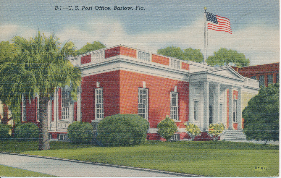 Bartow, Florida Post Office Post Card