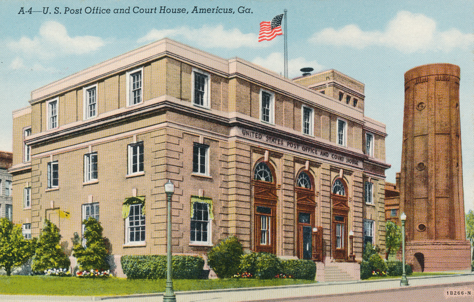 Americus, Gerogia Post Office Post Card