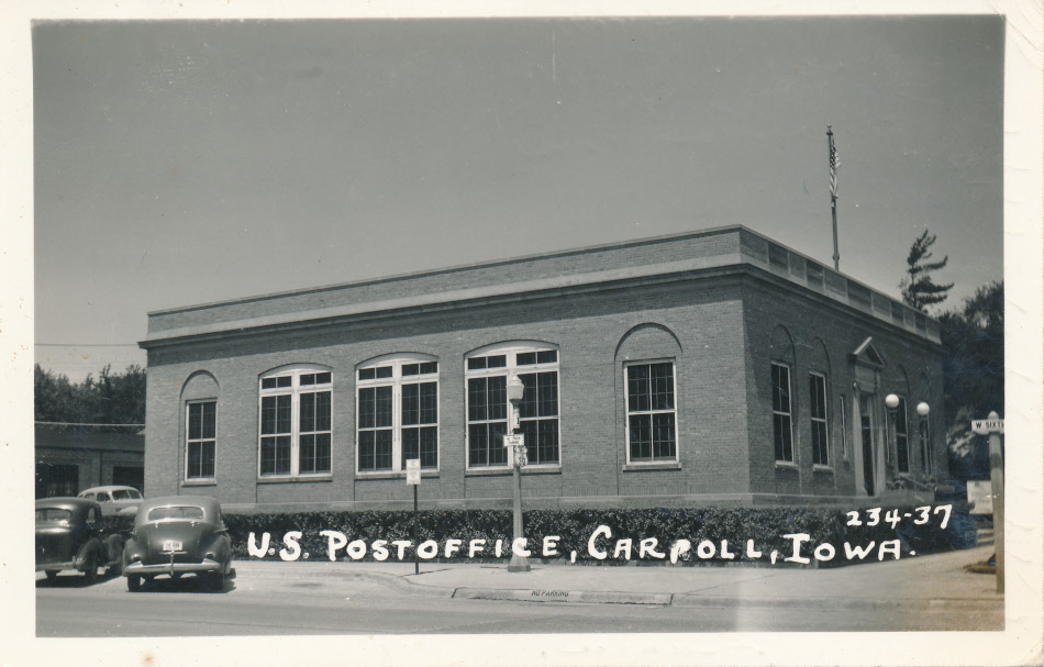 Carroll, Iowa Post Office Post Card