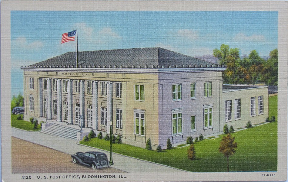 Bloomington, Illinois Post Office Post Card