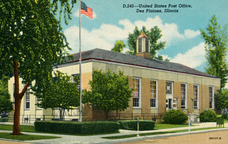 Des Plaines, Illinois Post Office Post Card