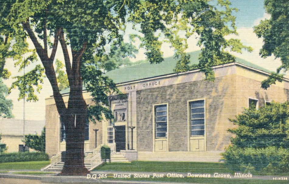 Downers Grove, Illinois Post Office Post Card