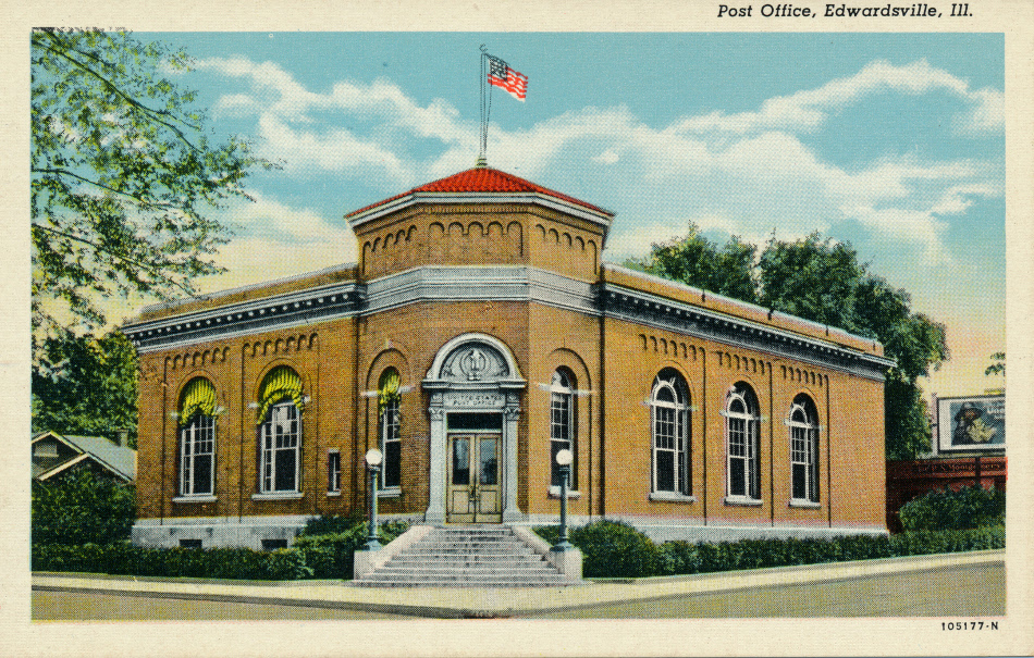 Edwardsville, Illinois Post Office Post Card