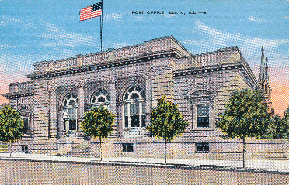 Elgin, Illinois Post Office Post Card