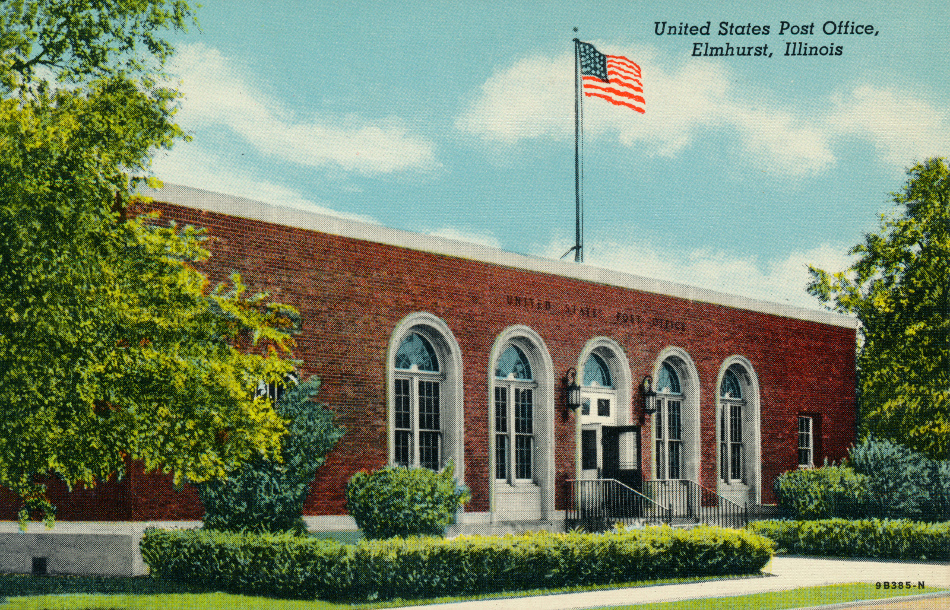 Elmhurst, Illinois Post Office Post Card