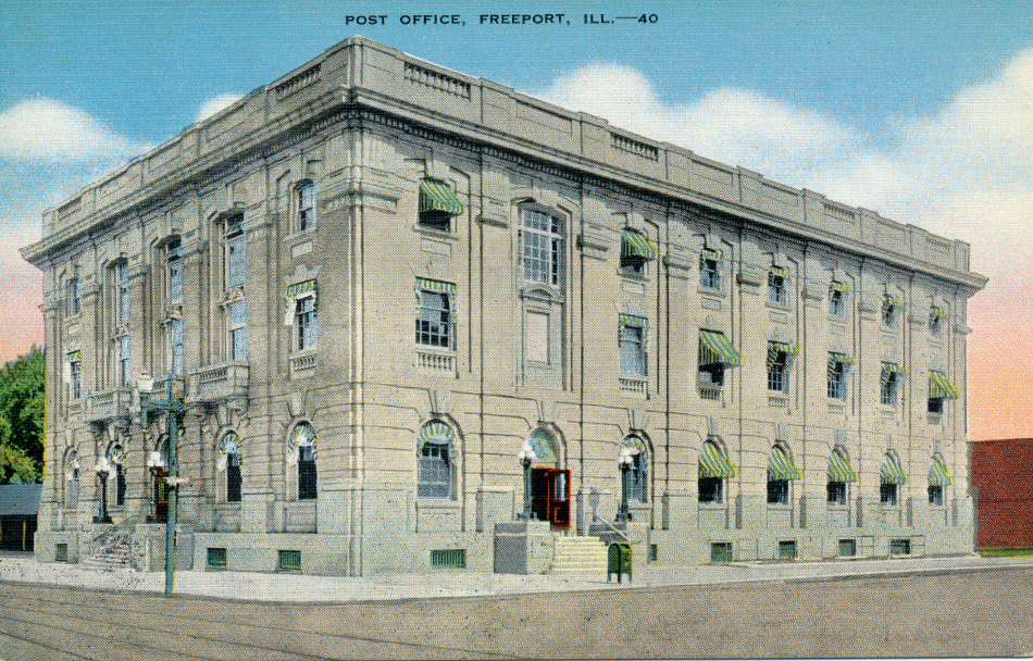 Freeport, Illinois Post Office Post Card