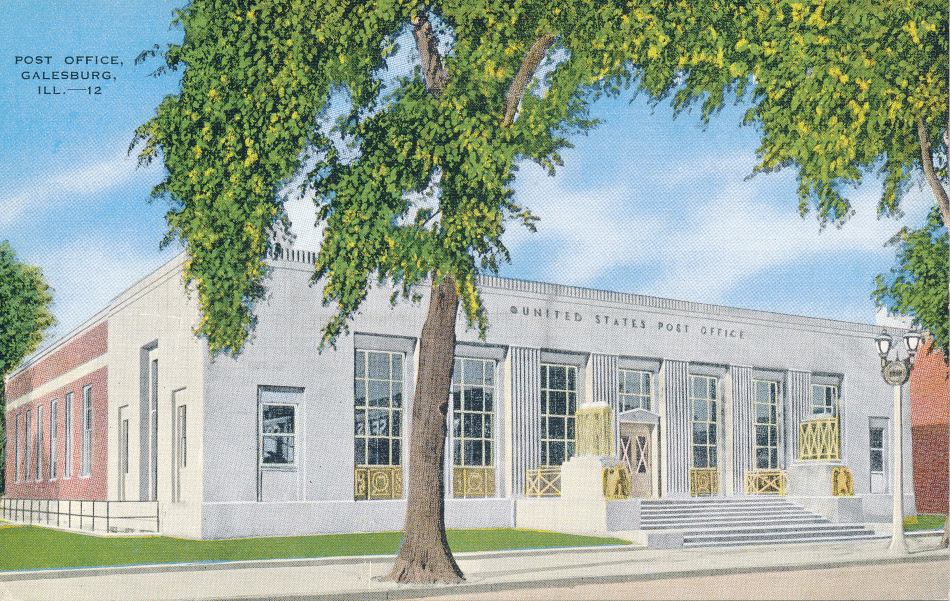 Galesburg, Illinois Post Office Post Card