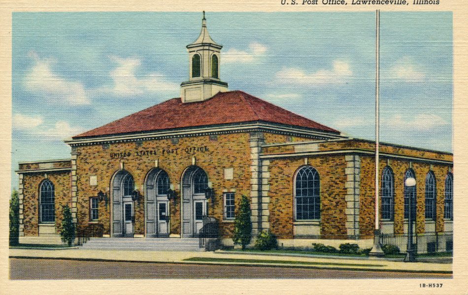 Lawrenceville, Illinois Post Office Post Card