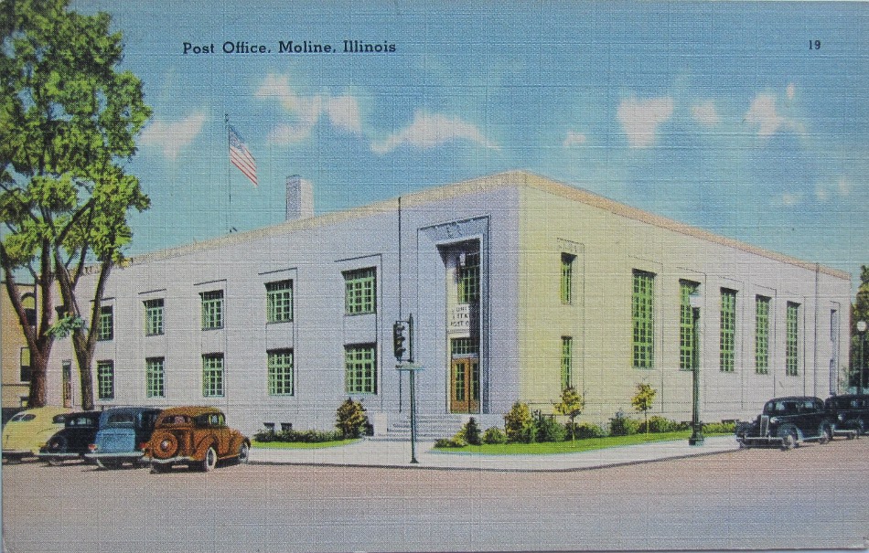 Moline, Illinois Post Office Post Card