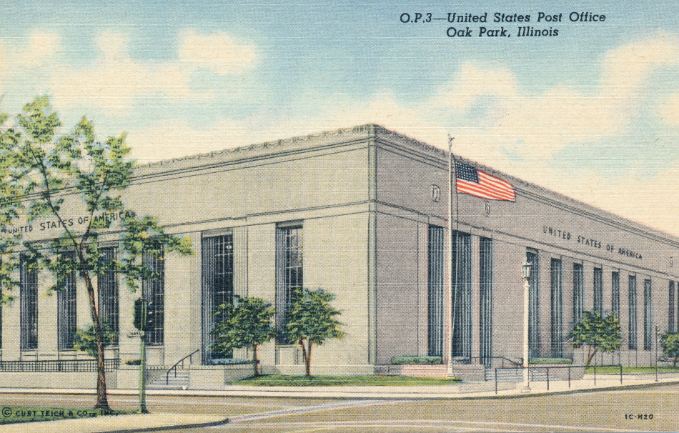 Oak Park, Illinois Post Office Post Card