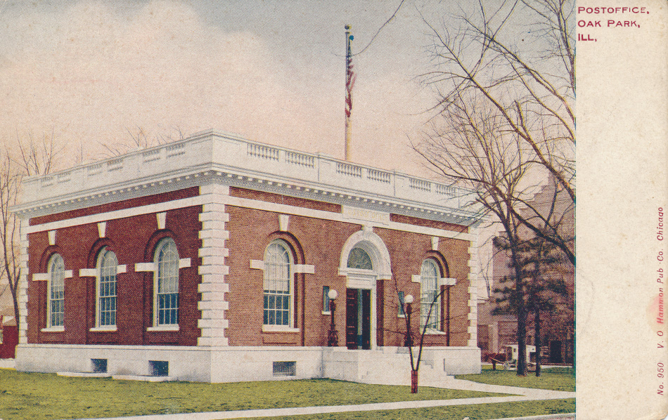 Oak Park, Illinois Post Office Post Card