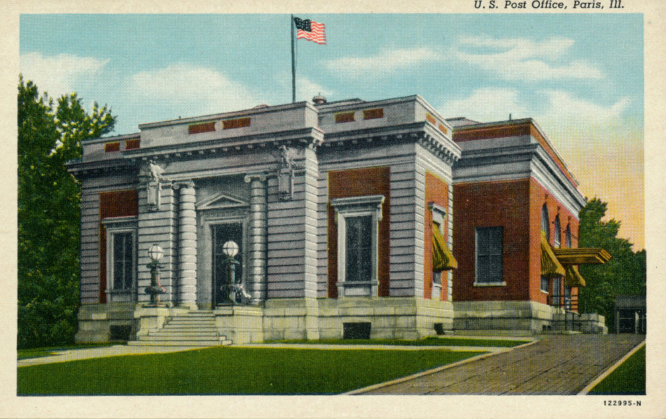 Paris, Illinois Post Office Post Card
