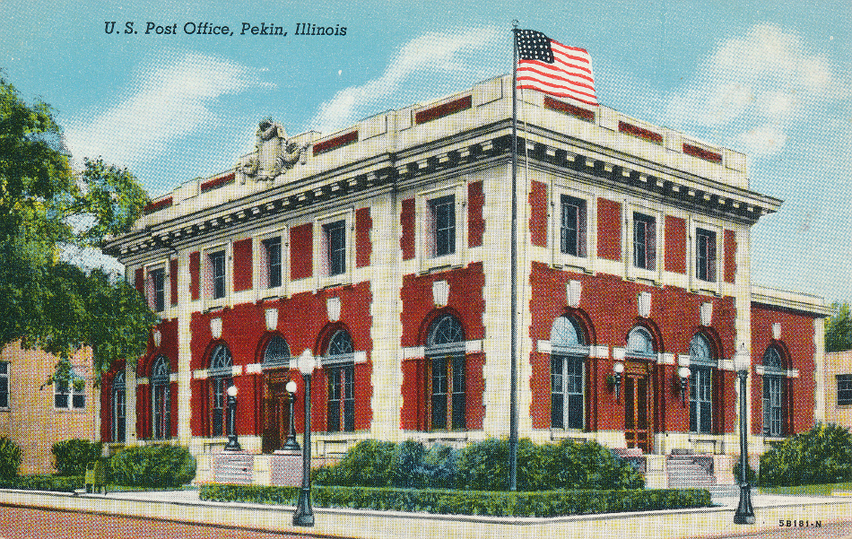 Pekin, Illinois Post Office Post Card