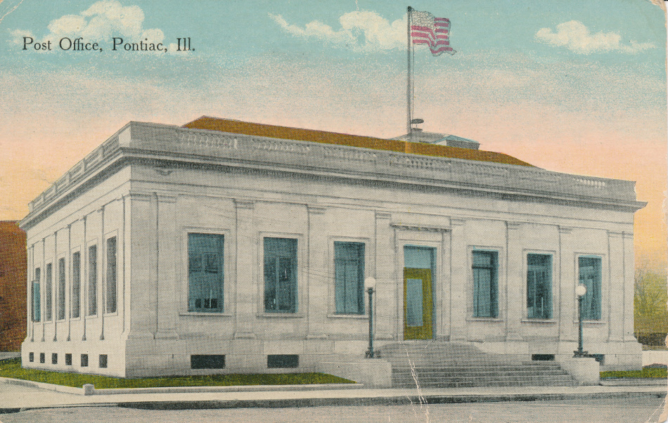 Pontiac, Illinois Post Office Post Card