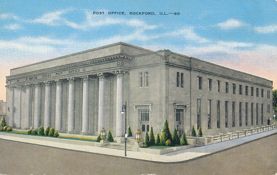 Rockford, Illinois Post Office Post Card