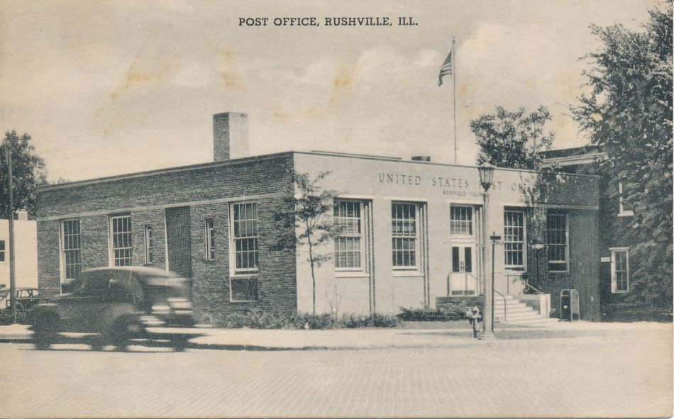 Rushville, Illinois Post Office Post Card