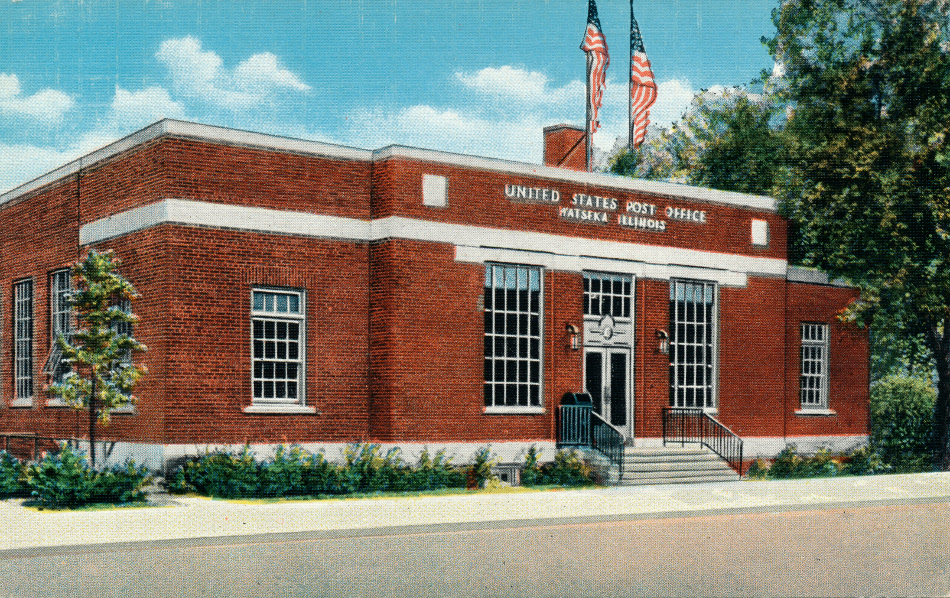Watseka, Illinois Post Office Post Card