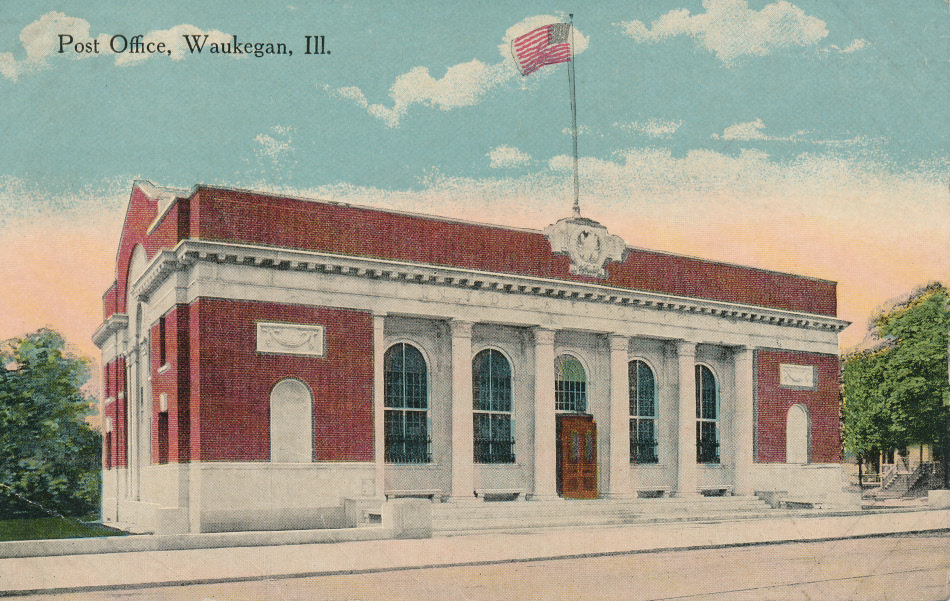 Waukegan, Illinois Post Office Post Card