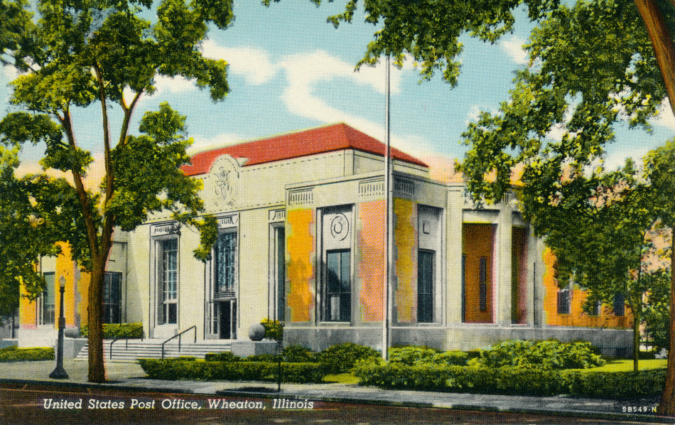 Wheaton, Illinois Post Office Post Card