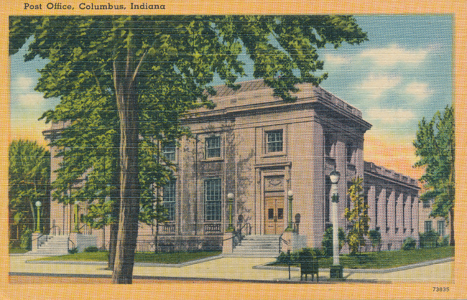 Columbus, Indiana Post Office Post Card