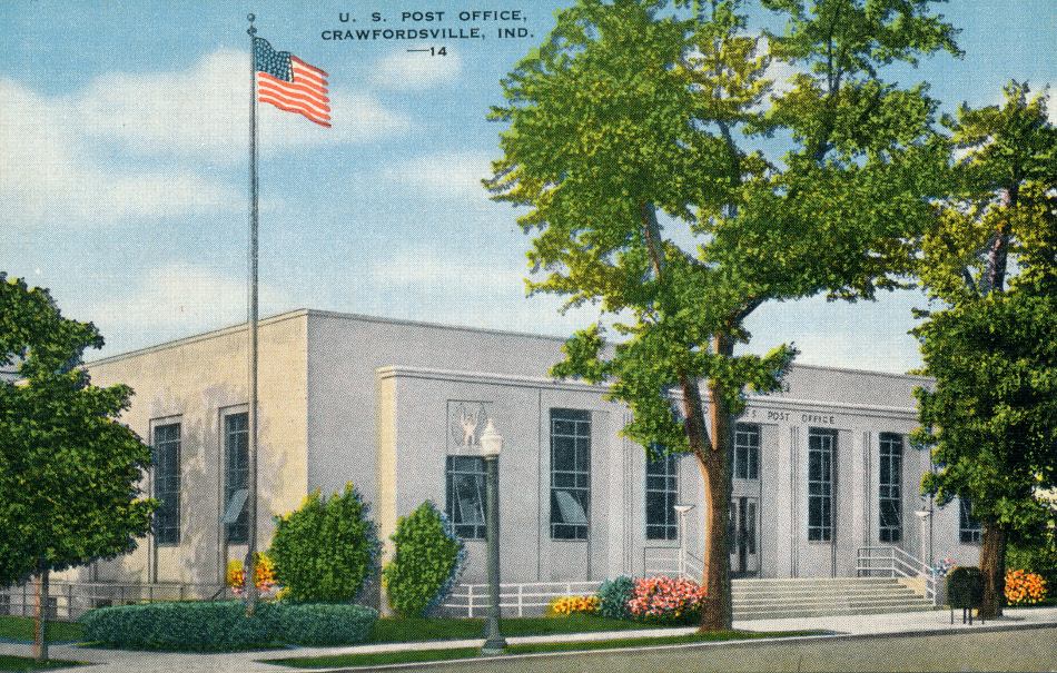 Crawfordsville, Indiana Post Office Post Card