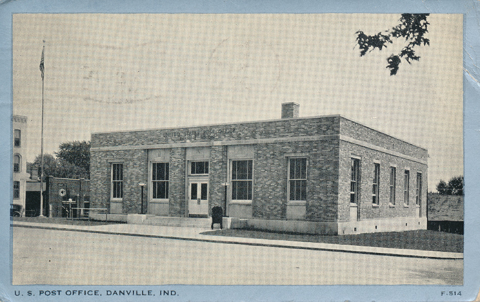 Danville, Indiana Post Office Post Card