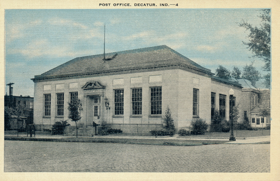 Decatur, Indiana Post Office Post Card