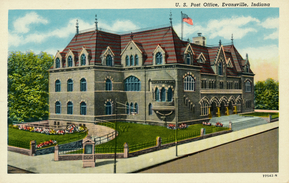 Evansville, Indiana Post Office Post Card
