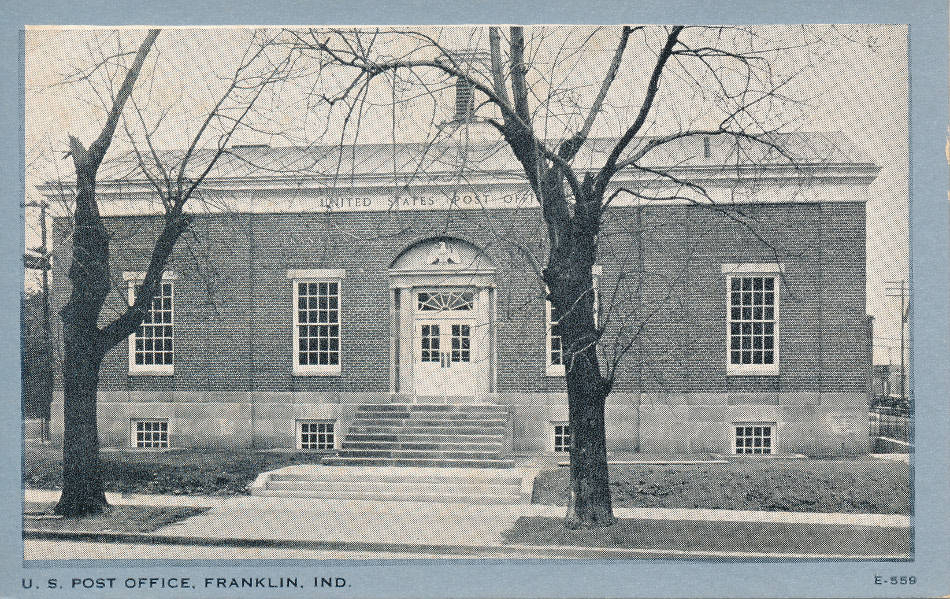 Franklin, Indiana Post Office Post Card