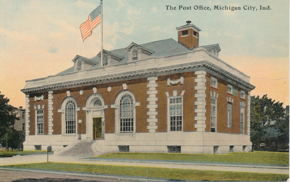 Michigan City, Indiana Post Office Post Card