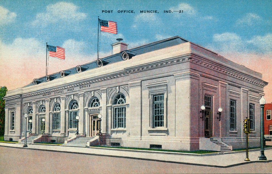 Muncie, Indiana Post Office Post Card