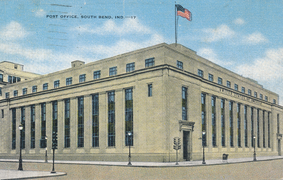 South Bend, Indiana Post Office Post Card