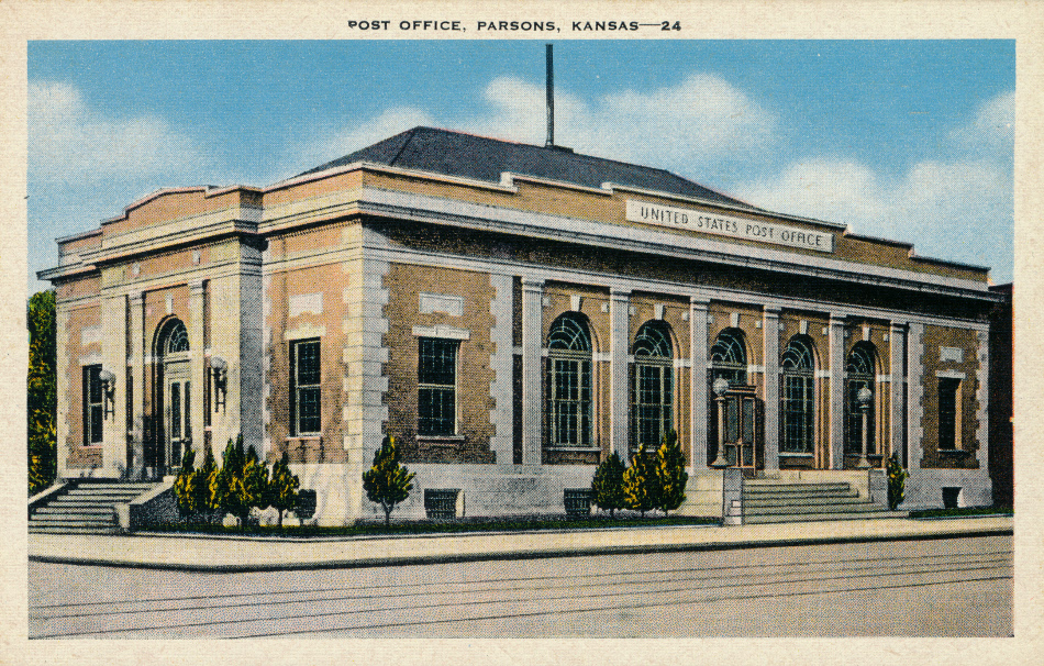 Parsons, Kansas Post Office Post Card