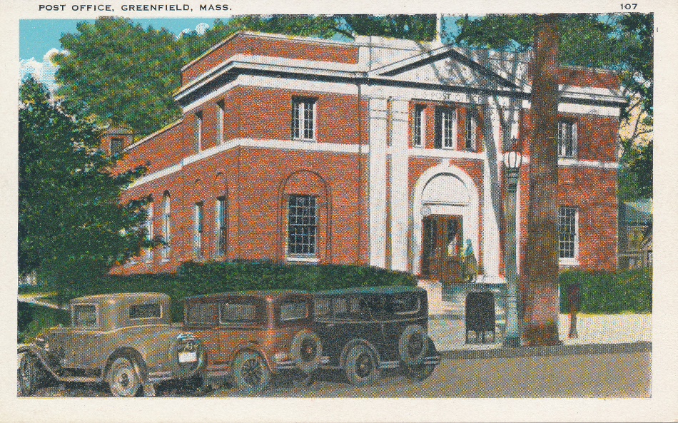 Greenfield, Massachusetts Post Office Post Card